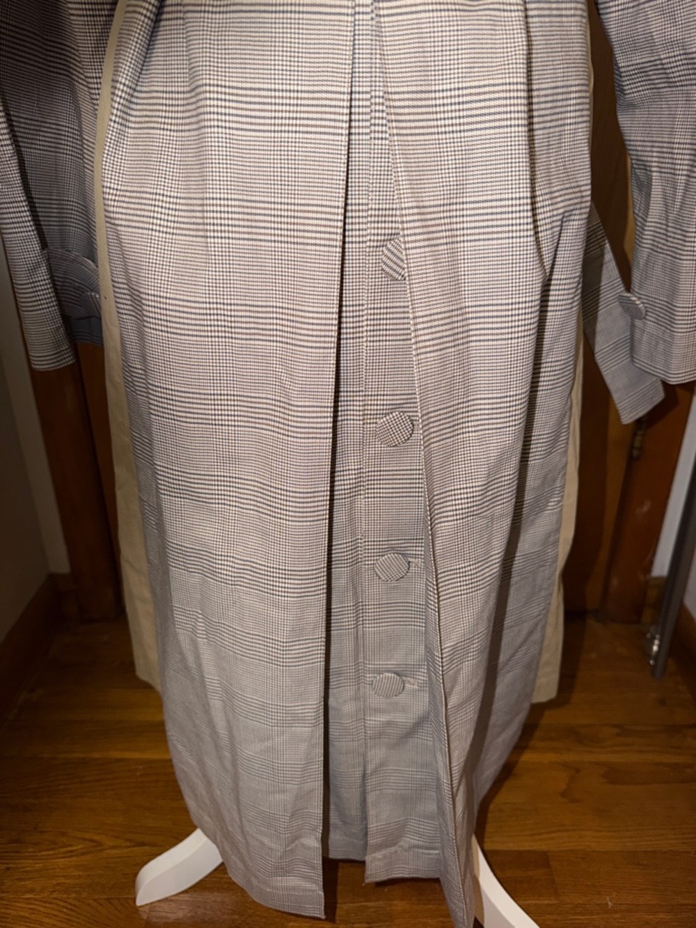 ZARA Woman Plaid Combination Double Breasted Trench Coat With Belt - Large - Picture 3 of 11